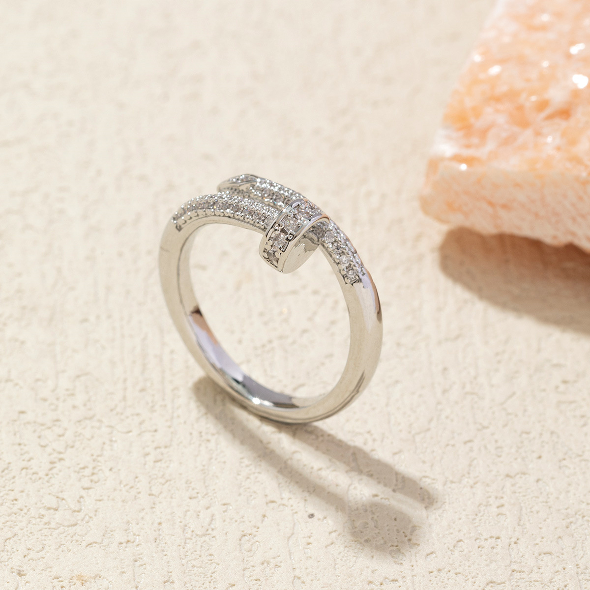 Gold-Toned Crisscross Ring With Rhinestone Detail Delicate Daily & Elegant Jewelry Gift For Her High-Quality And Stylish Accessory