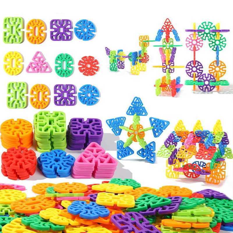 60PCS Geometric Snowflake Plastic Building Blocks Creative STEM Interlocking Toys For Kids Kindergarten Classroom Supplies C250916