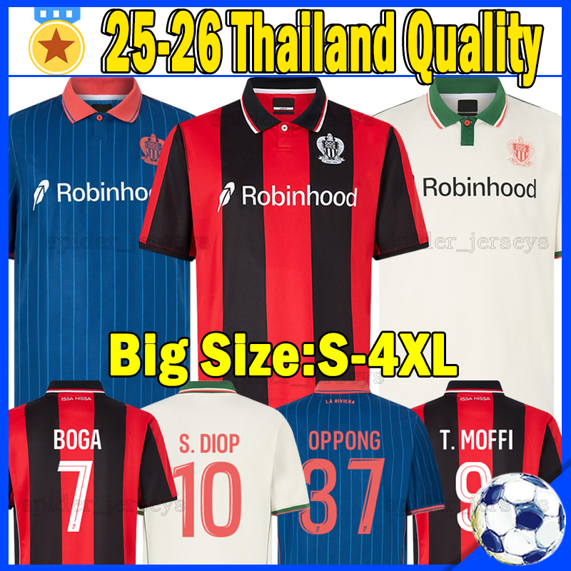 25 26 OGC Nice Soccer Jerseys BOGA OPPONG CLAUSS S.DIOP DANTE 2025 2026 CHO BOUDAOUI T.MOFFI SANSON Football Shirts T.GOUVEIA JANSSON NGUENE Men Uniforms kids kits sets