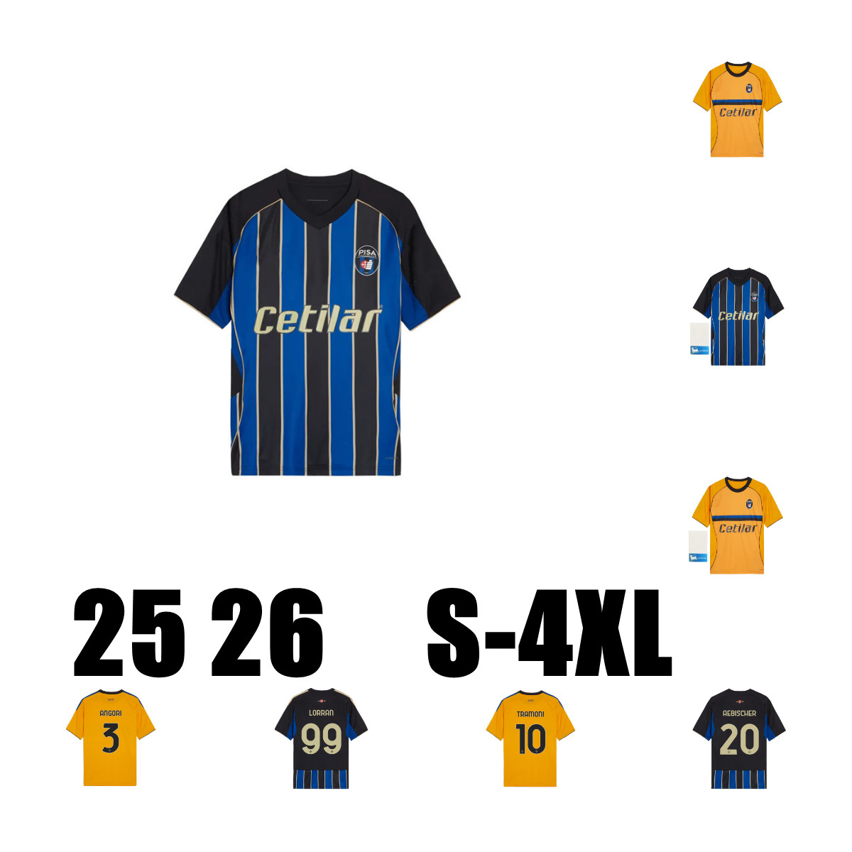 25/26 PISA FC Soccer jerseys NZOLA MEISTER LERIS PICCININI camisetas de futbol BUFFON AEBISCHER ANGORI MOREO TRAMONI STENGS Men kids kit socks Football shirts 3XL 4XL