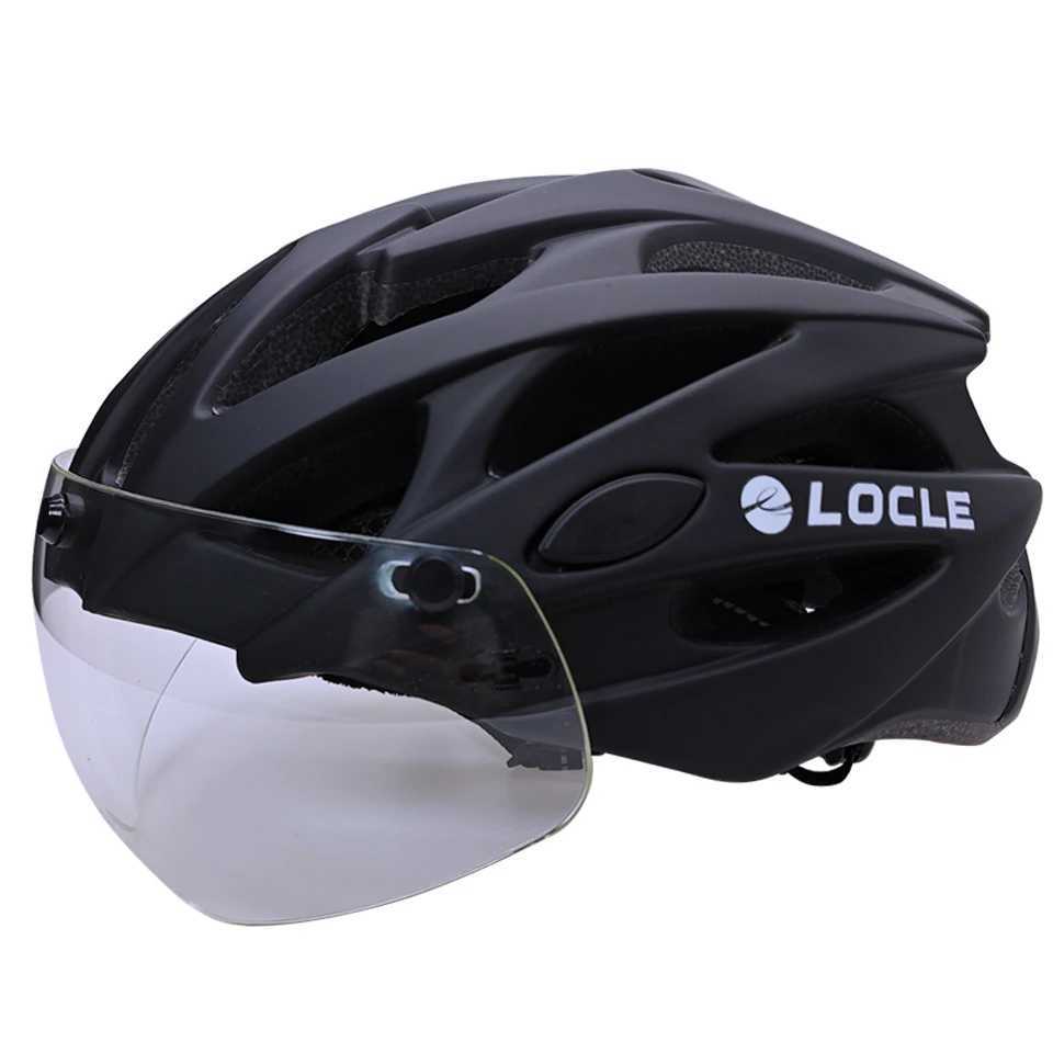 LOCLE Cycling Helmet Photochromic LEns LEnses BicycLE Helmet Men Women Road Mountain Bike Helmet REMovabLE LEns Visor J250916