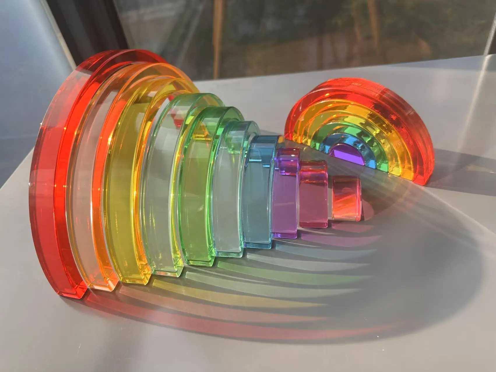 New Design Montessori Toys See Through Rainbow Lucite Stacking Blocks Acrylic HighTransparent for Kids Open Play C250916