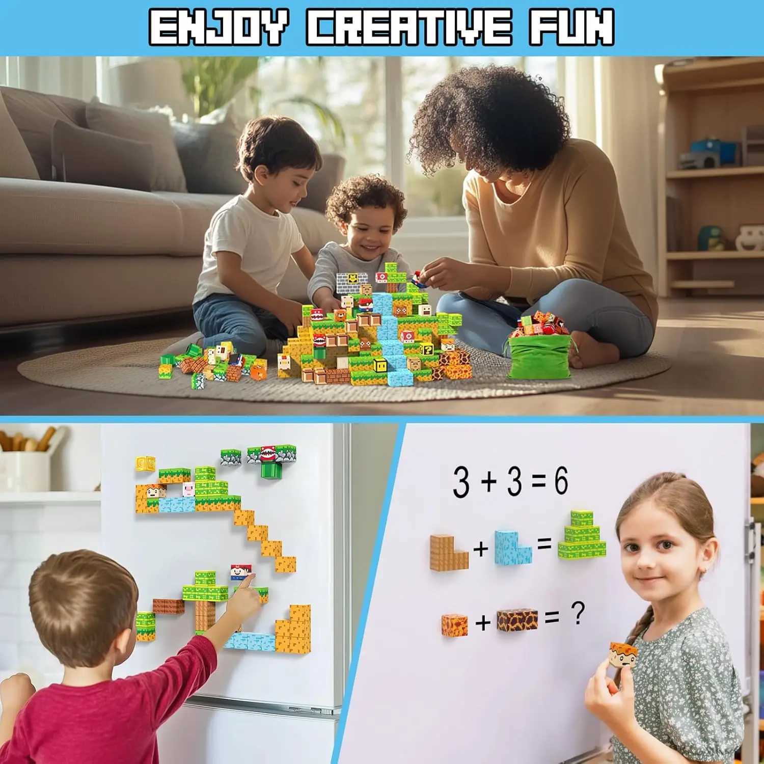 Magnetic Blocks Magnet Tiles Toys Magnetic Building Blocks Cubes Stacking Magnets for Kids Birthday Gifts for Boys and Girls C250916