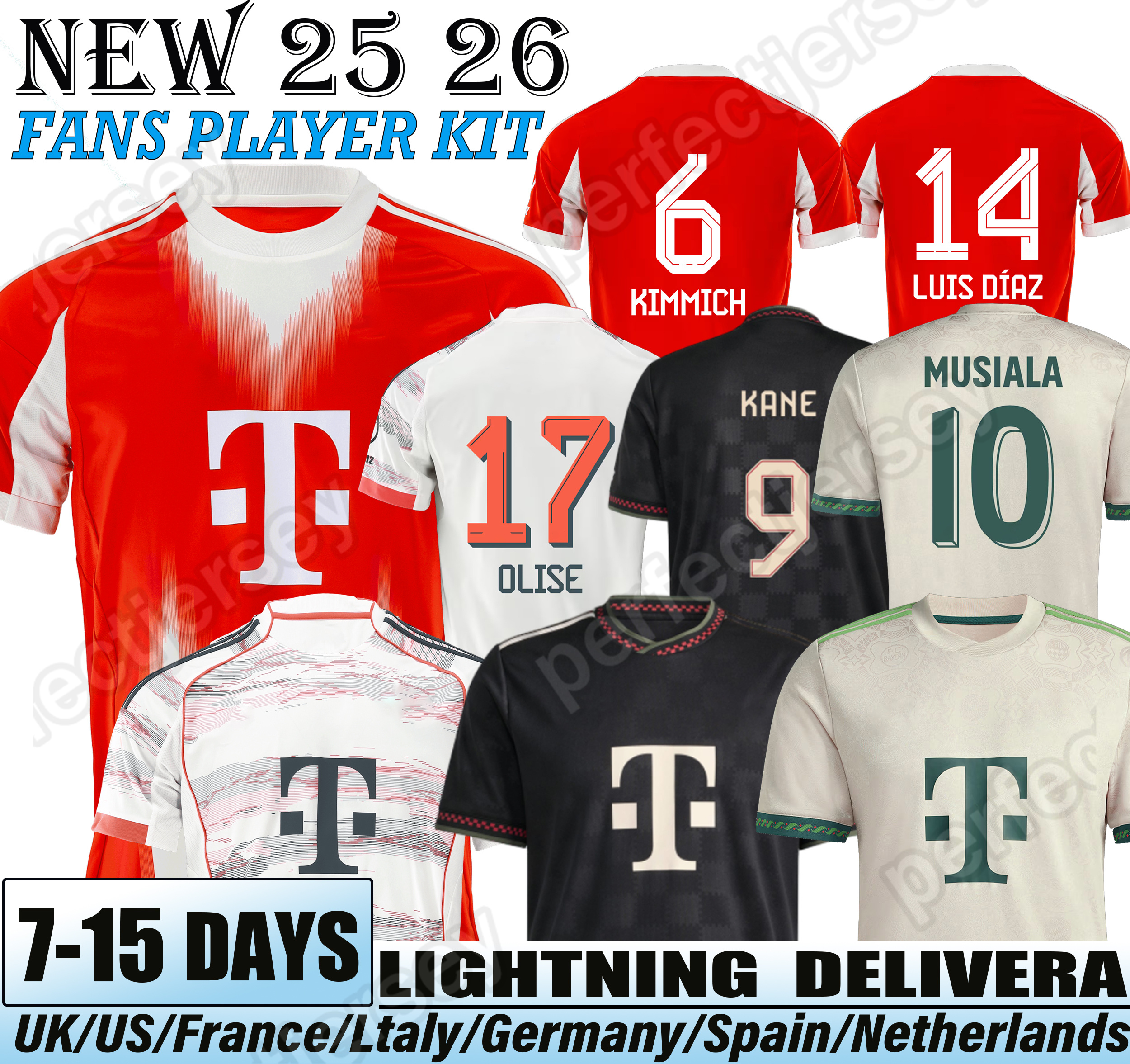 25 26 bayern MUNICH KANE Luis Diaz MUSIALA Olise KIMMICH Soccer Jerseys de Ligt J. Davies Coman Gnabry bayernmunich 2025 football Shirt Men Kids kits