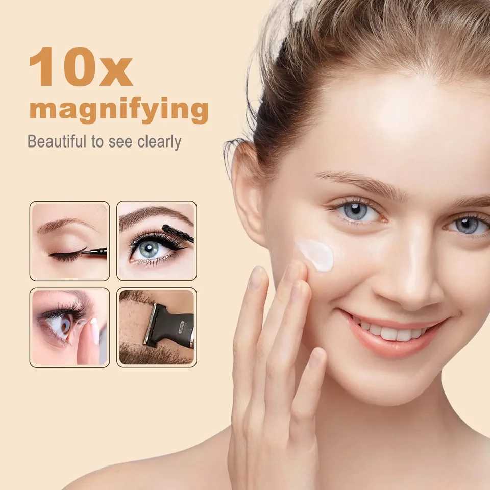 7 Makeup Mirror with Light USB Rechargeable Height Adjustable 1X10X Magnifying 3 Color lighting 360 Rotation Vanity Mirror C250916