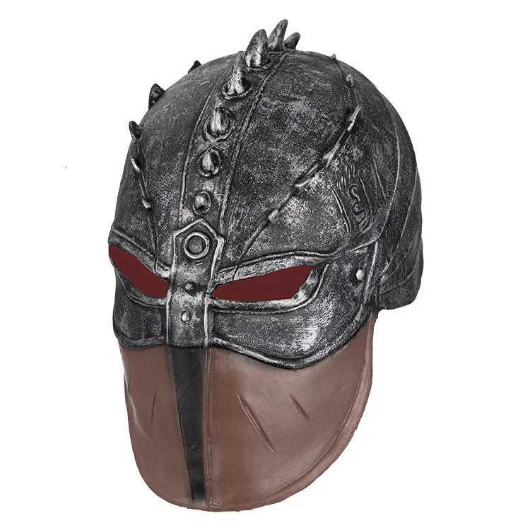 Masquerade Masks Hiccup Cosplay Helmet Spartan Warrior Hat Medieval Roman Soldier Full Head Latex Mask Halloween Party MaskXJ250916