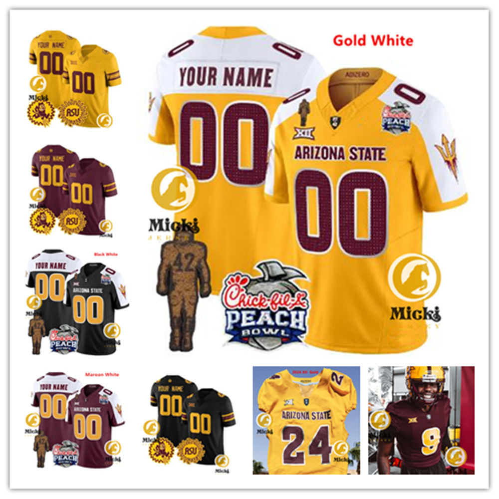 Sam Leavitt Jeff Sims ArizonaState Jersey 20 Alton McCaskill 25 DeCarlos Brooks 4 Cam Skattebo 0 Jordyn Tyson ArizonaState SunDevils Football Jerseys