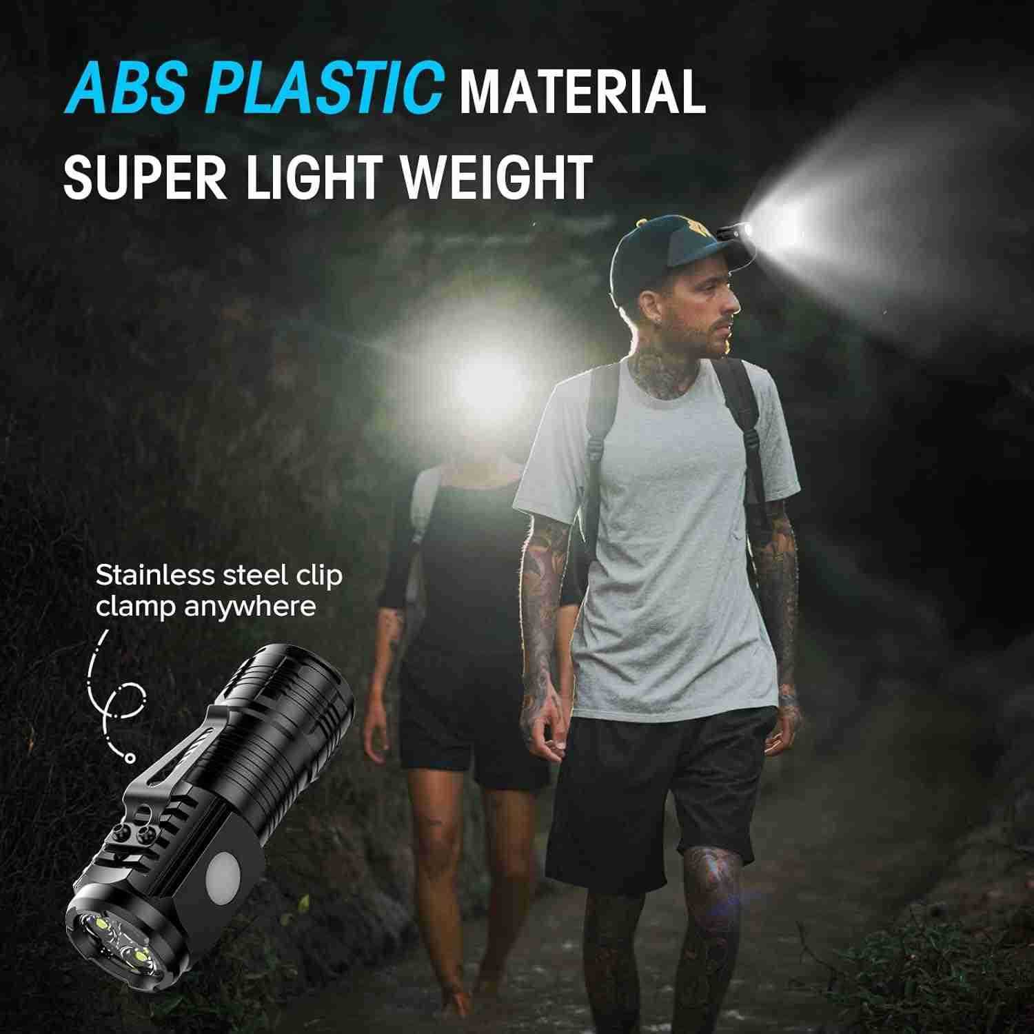 RechargeabLE Mini Flashlights with Base 2 Pack Bright 3 LED Flash Lights Small EDC Flashlight with Belt Clip 4 Lighting Modes PortabLE RechargeabLE Fl