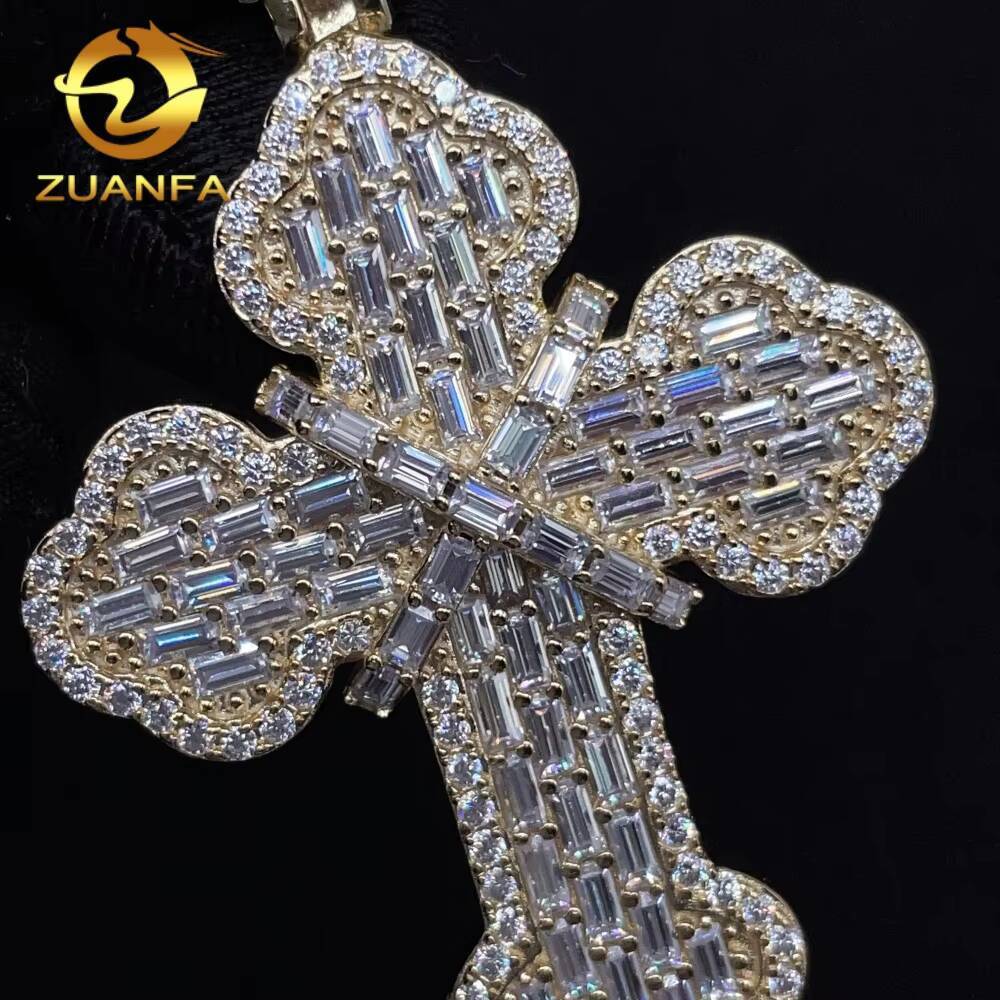 All Pass Diamond Tester Fine Jewelry New Design GRA Certified 925 Sterling Silver Hip Hop VVS Moissanite Cross Iced Out Pendant