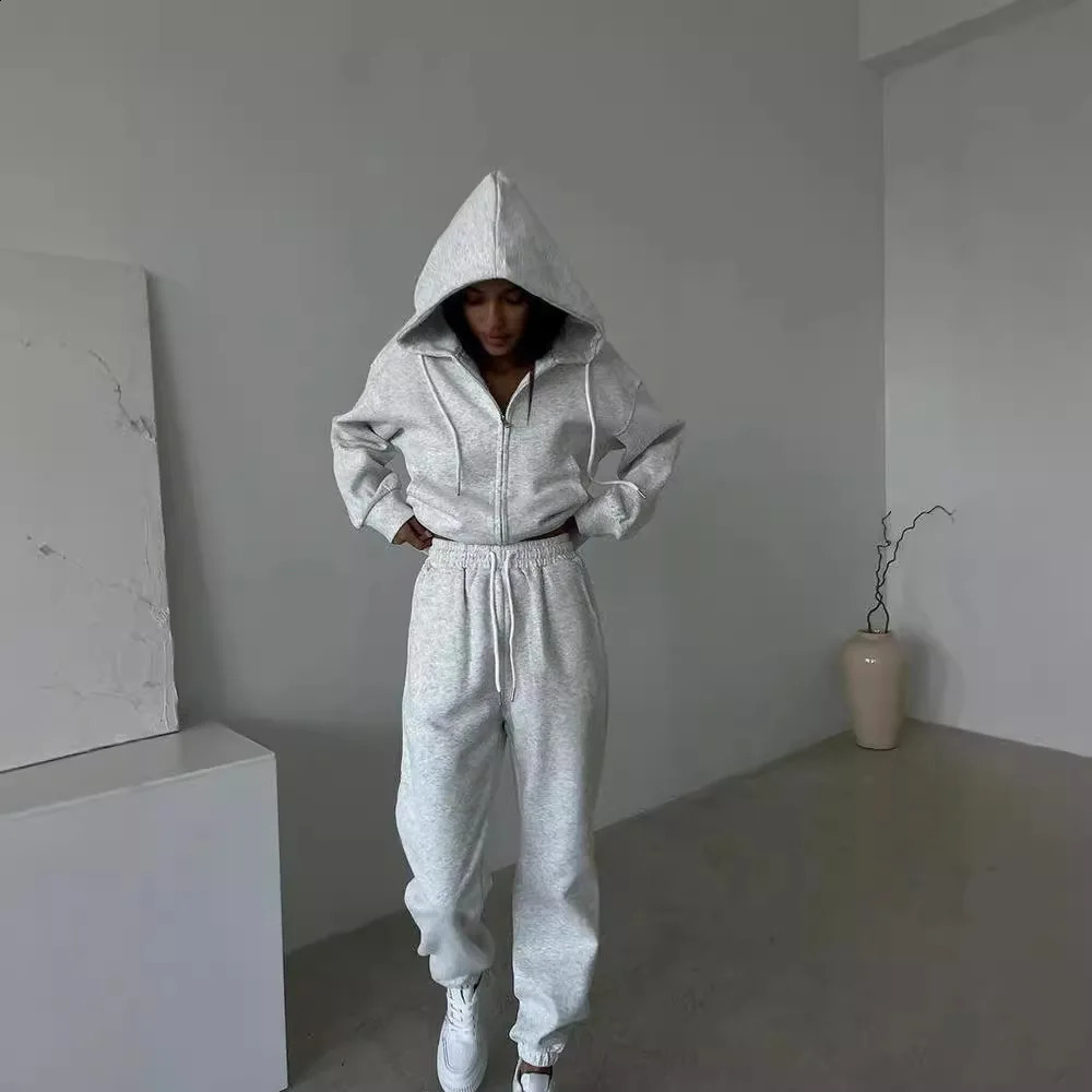 Two Piece Sets Pant Set Tracksuit Jogger Women Y2k Sweatshirts Autumn Winter Sports Elastic Waist Streetwear Pants Matching Sets 250916