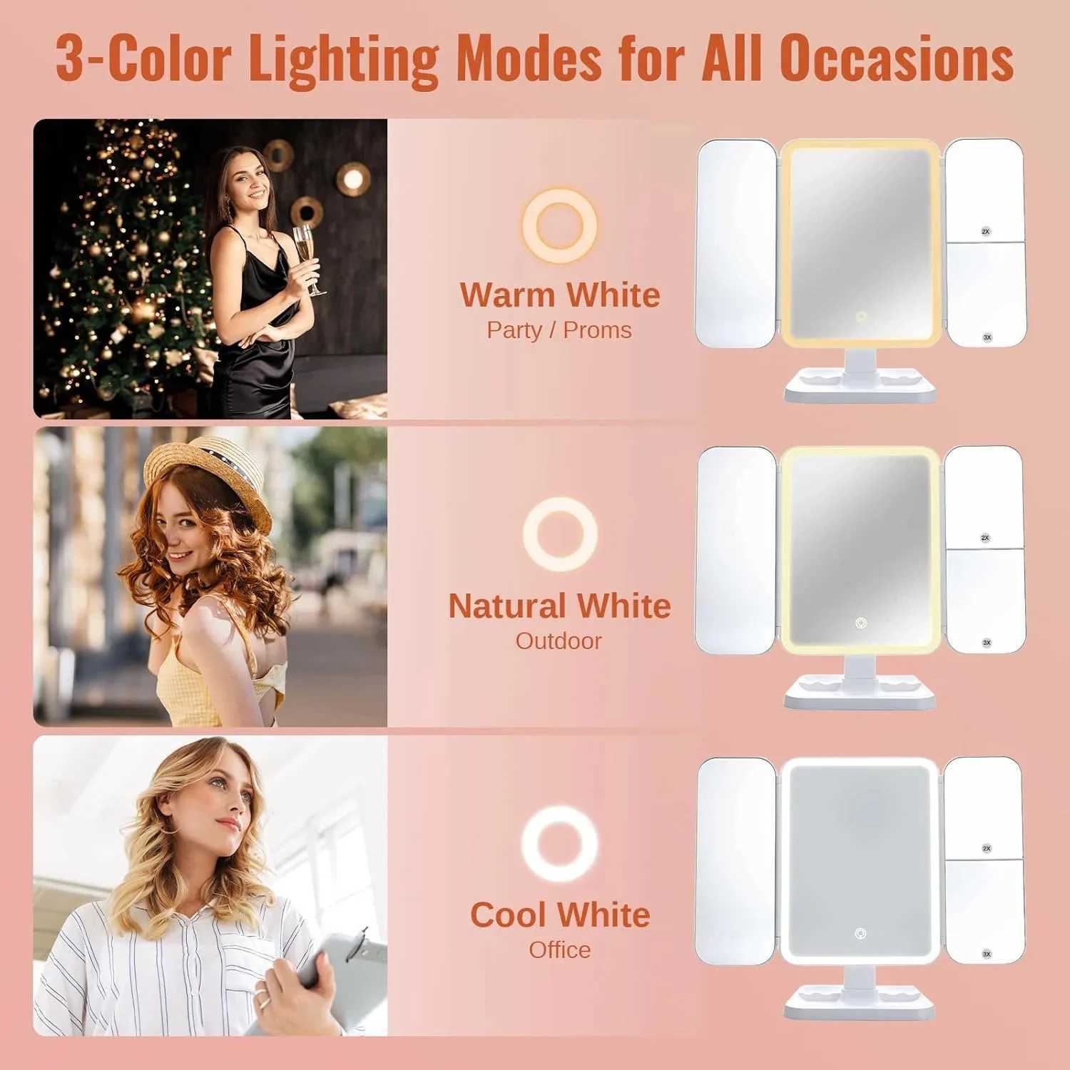 Extensible Makeup Mirror LED Lights Dorm Dressing Mirror Beauty Light up your fill light with Smart Complementary Makeup Mirror C250916