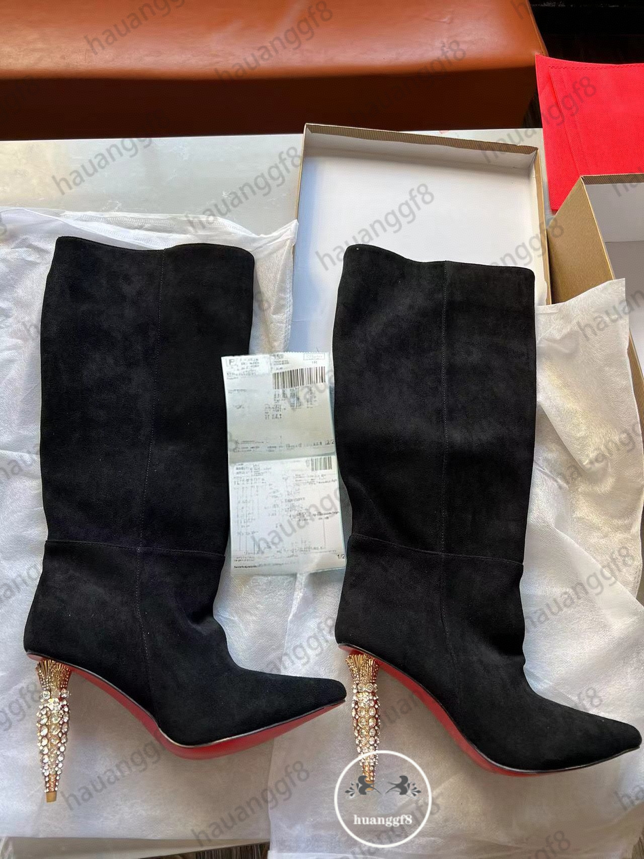 bottom over-the-knee boot for autumn and winter, available in coffee, white, and black heel deigner hoe boot deigner boot woman Martin boot. Knight 1f