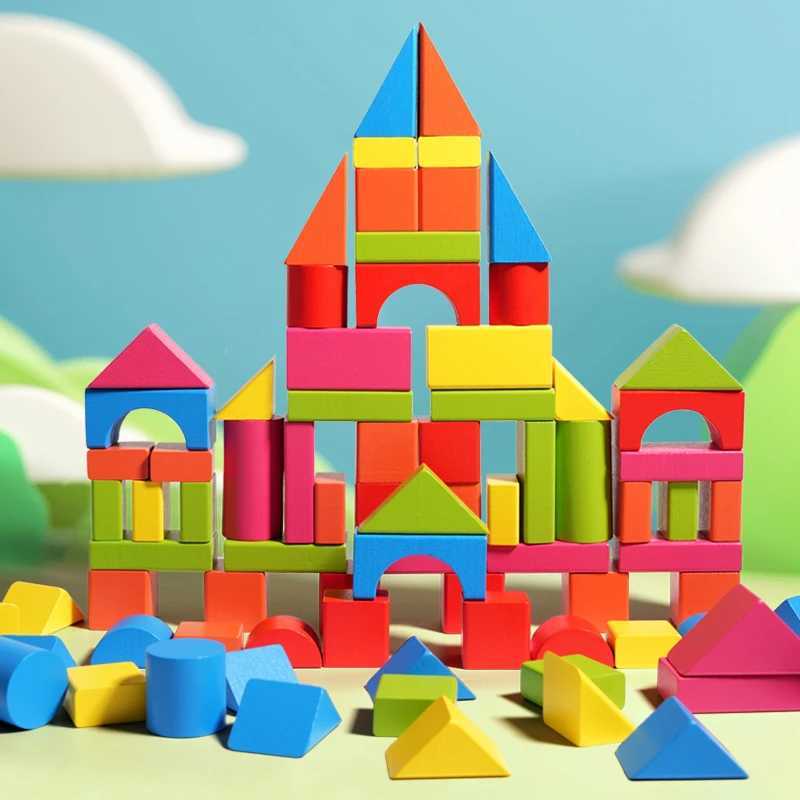 40100PCS Colored Large Particle Building Blocks Childrens Wooden Toys Early Education and Cognitive Enlightenment C250916