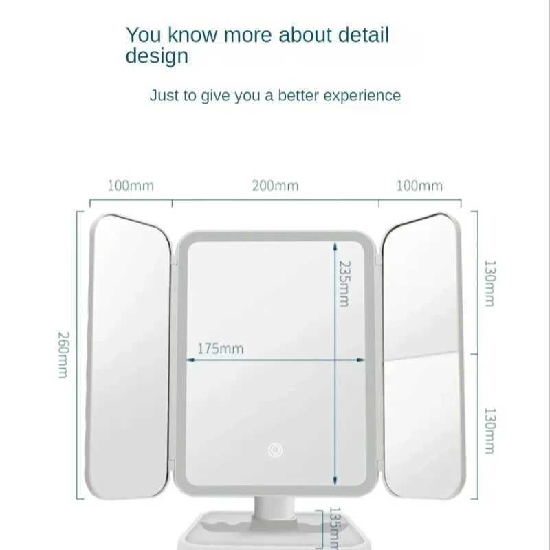 LED Lighted Vanity Mirror Makeup Mirror Lamp3 Color Lighting ModesTouch Screen 3X Magnification Adjustable Brightness C250916