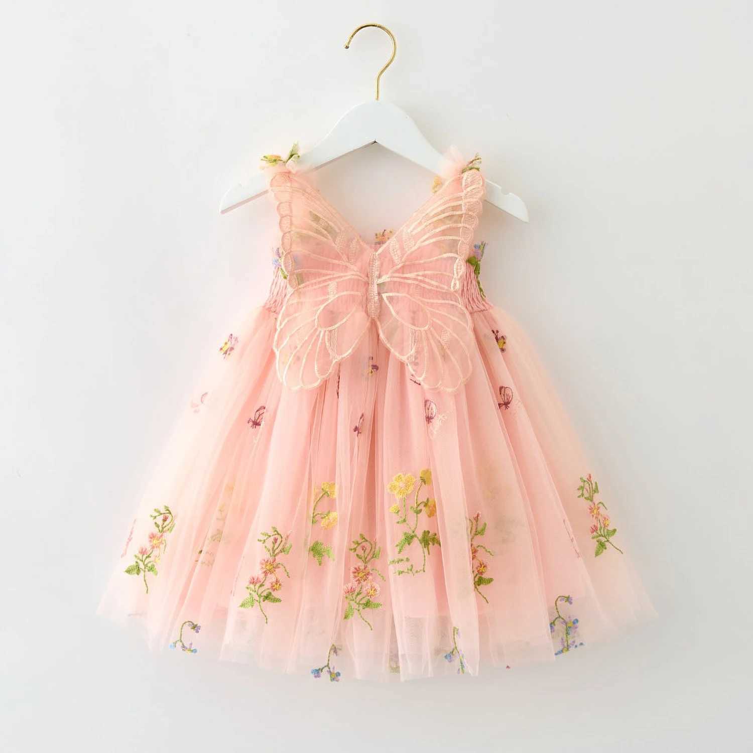 Baby Girls Flower Butterfly Embroidery Sleeveless Princess Dress Toddler Kids Birthday Baptism Clothes Summer Girls Dress 15Yrs C250916