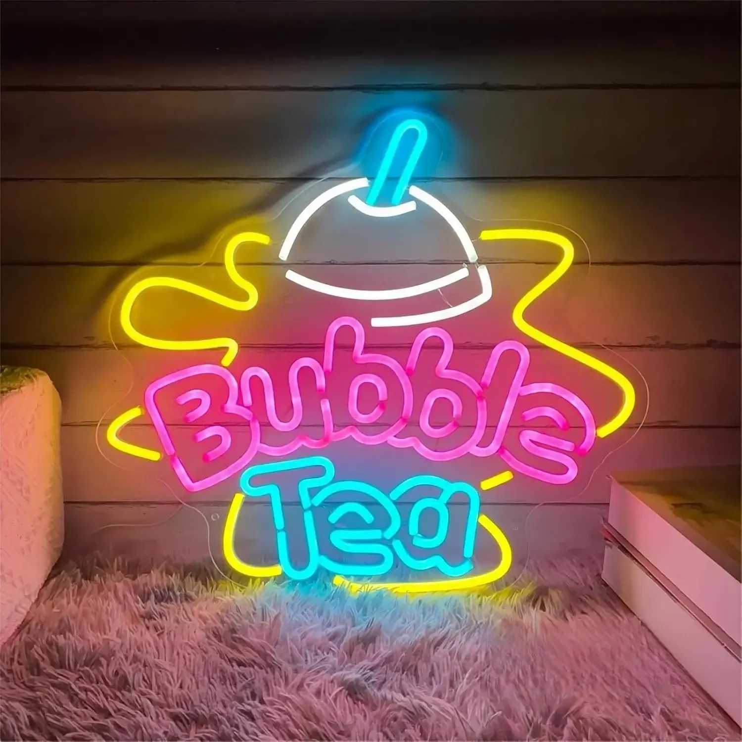 Bubble Tea Neon Sign Bright LED Boba Shop Decor Cafe Wall Light for Milk Tea Store Home Bar Trendy Gift for Boba Lovers Y250916