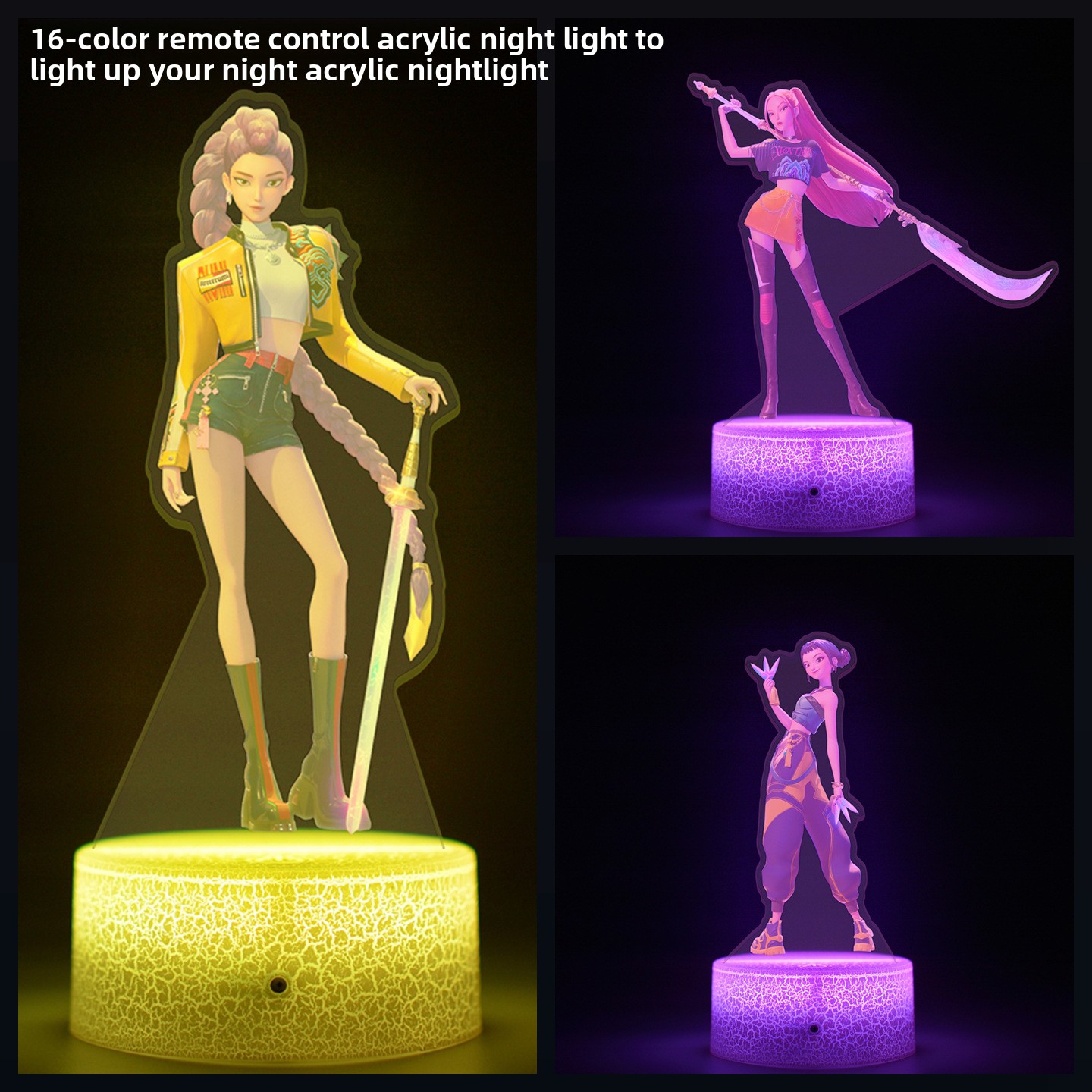 Kpop Demon Hunters Night Light Remote Controlled 16-Color Demon Hunters Figures gift Anime Decoration With Internal Print Collectible Item
