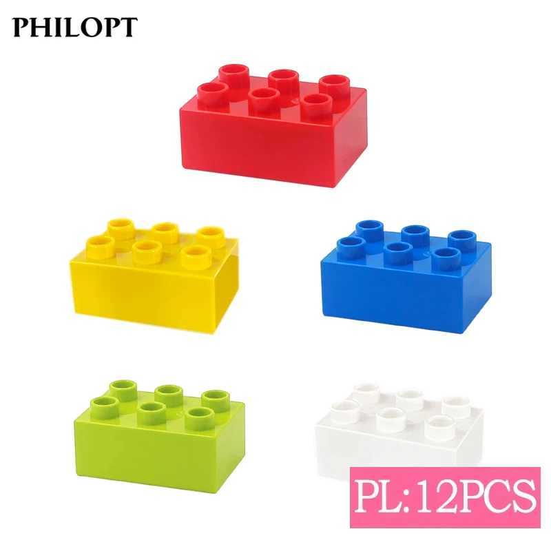 12pcs Big Size Thick Building Blocks 2x3 Dots Assembled Figures Bricks Educational Kids Toys Compatible Large Particle For Kids C250916