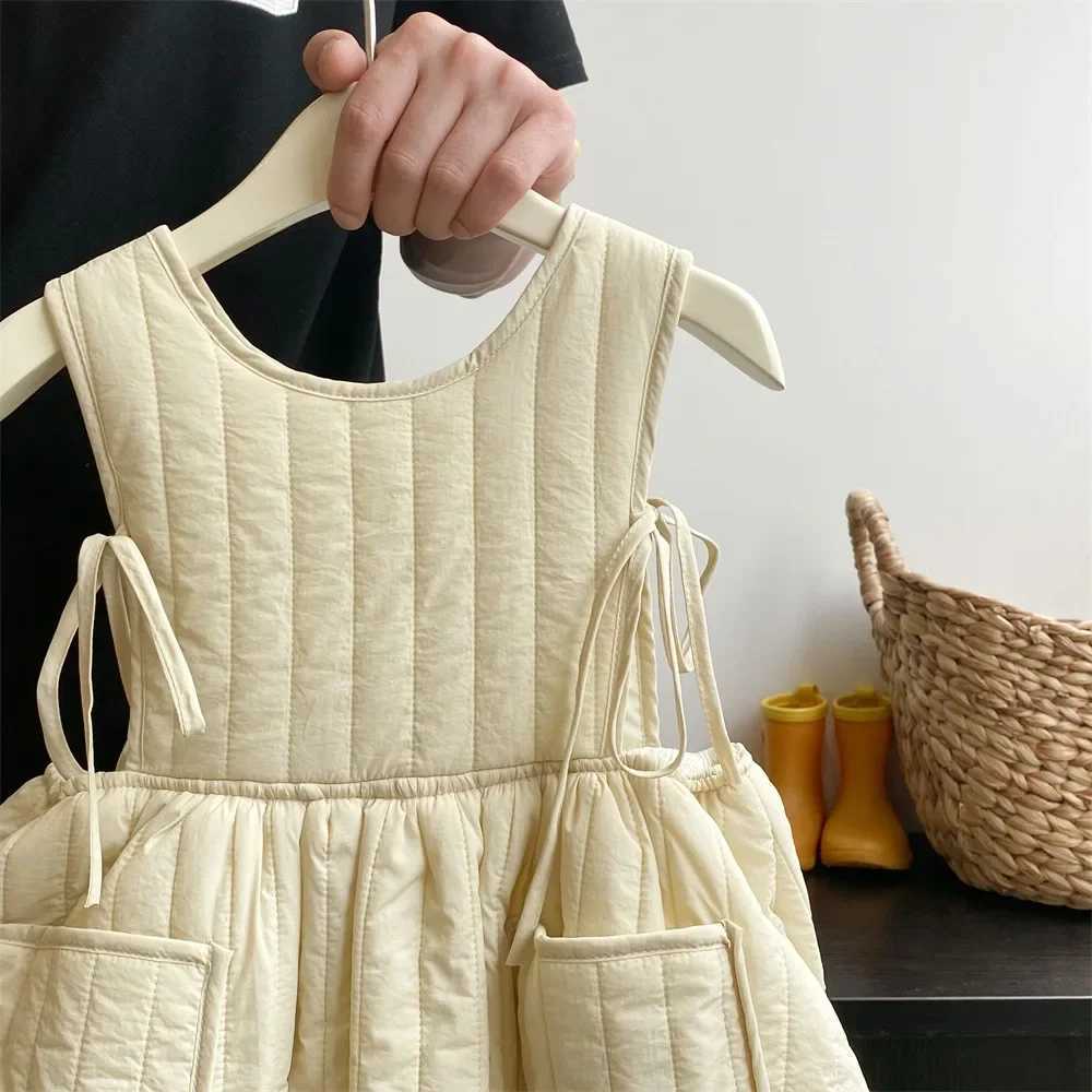Girls Casual Dresses Autumn Winter New Forest Style Children Clothing Strap Skirt Princess Sleeveless Striped Soild C250916