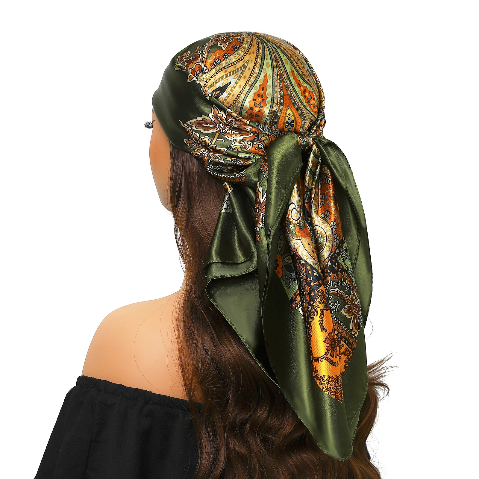 Head Scarf Women Square 9090cm Silk Foulard Satin Bandana Cheveux Soft Neckerchief Hijab Hair Scarves For Ladies 250915