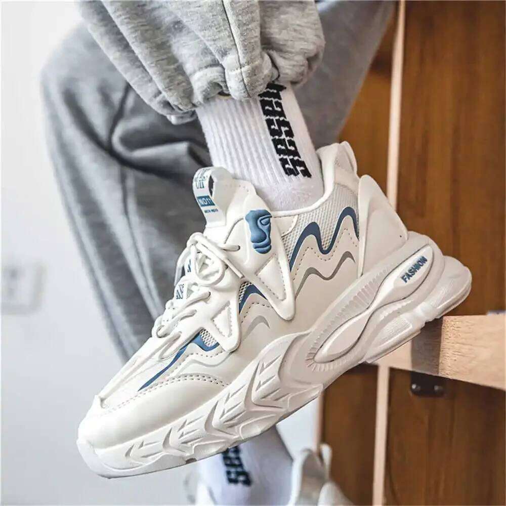 Black Demi-season Sports Boots Men Chunky Ergonomic Shoes Men's Sneakers 43 Due To Super Deals Sho Universal Brand Funky