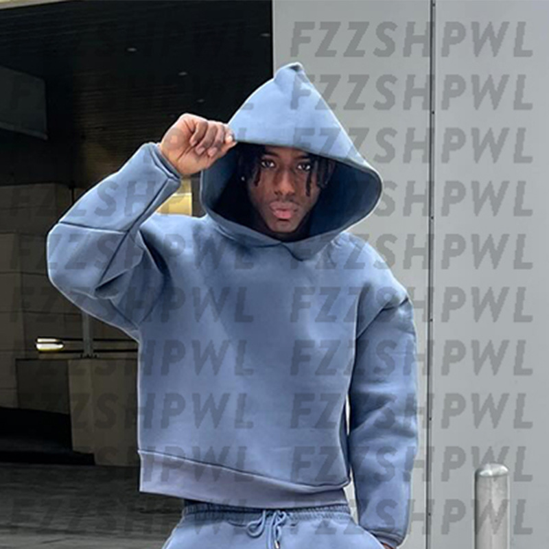 Men's Hoodie Tracksuit y2k High Street Solid Oversized Hooded Pullover & Sweatpants Set Thick Fleece Lined Casual Two-Piece Jogging Suit