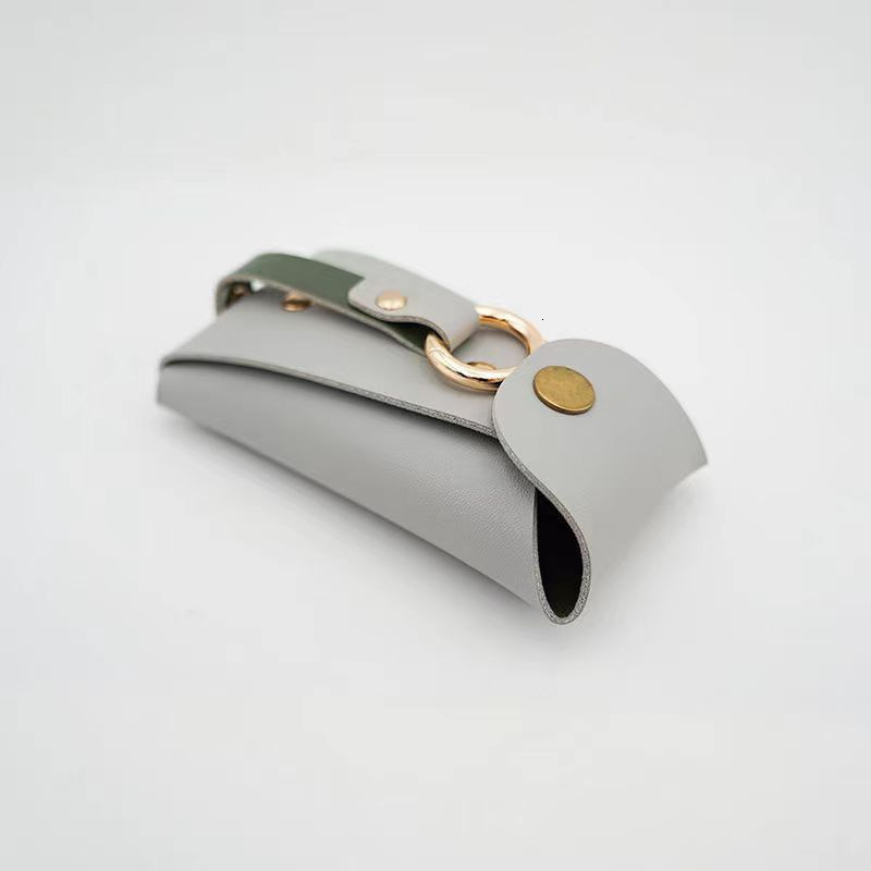 2025 Korean Version New Style Color-Block Leather Keychain Key Bag with Buckle Car Keychain Key Bag Coin Purse ddmytues