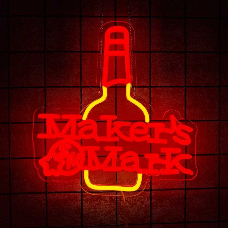 Buffalo Whiskey Neon Sign for Wall Decor JamesonMaker MarkCrown Canadian Whiskey Signs for Man Cave Pub Bistro Party Decor Y250916