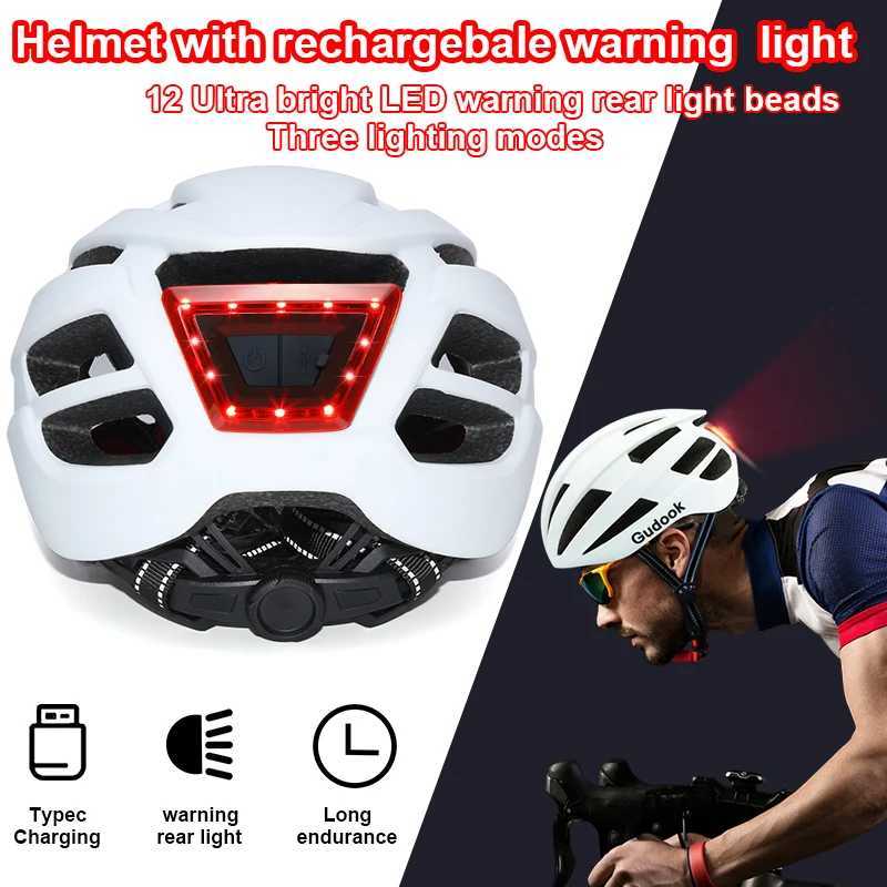Adult Bike Helmet with USB Rechargeable Rear Light Lightweight Bicycle Helmet for Men and Women Adjustable Cycling Road Biker J250916
