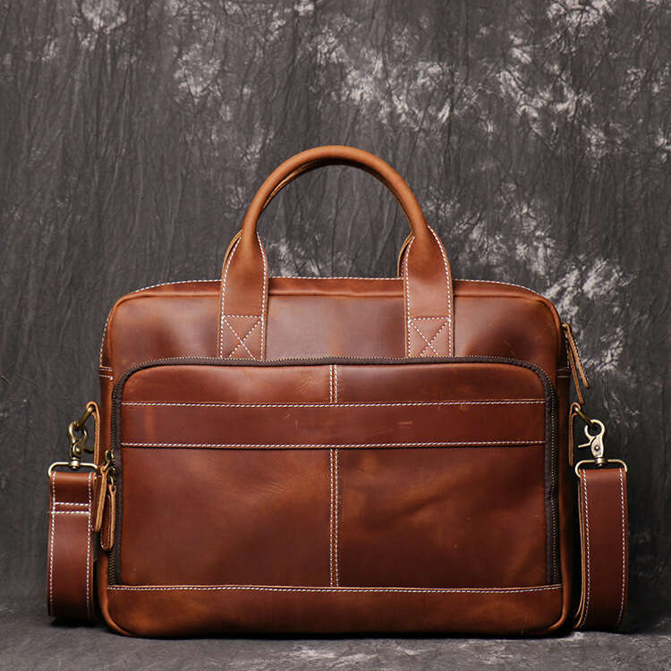 new genuine mens handbag crazy horse leather womens shoulder crossbody briefcase large capacity laptop bag