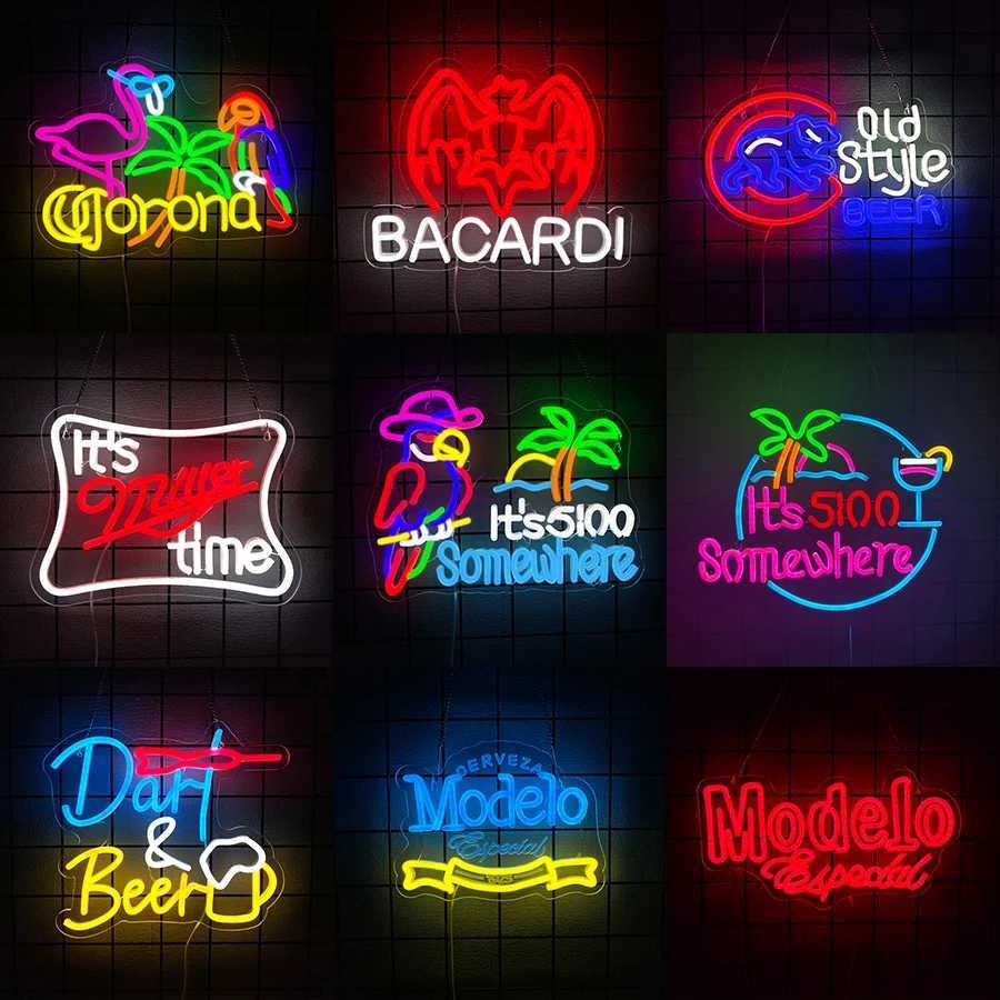 Parrot Its 500 Oclock Some Where Neon Sign for Wall Decor LED Bar Beer Neon Light Sign for Man Cave Home Bar Party Decor Y250916