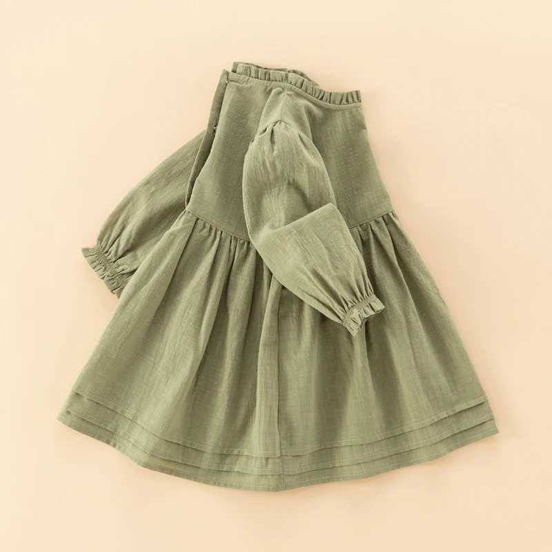 Baby girl dress toddler cotton linen girls dress child clothing comfy soft long sleeve pullover dress C250916