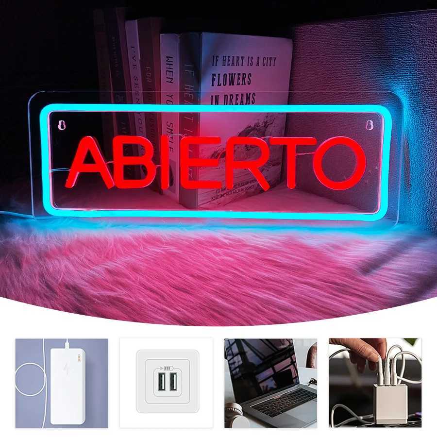 Abierto LED Neon SignBusiness Spanish Open Signs for Various StoresSuitable for Hanging on Shop Wall Window as Room Decoration Y250916