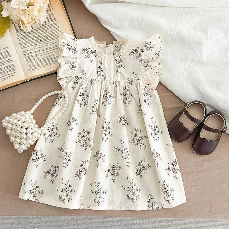 Fashion Flowers Kids Clothing Baby Girls Dress Flying Sleeve Ruffles Cotton Backless Newborn Infant Princess Dress Party Dresses C250916