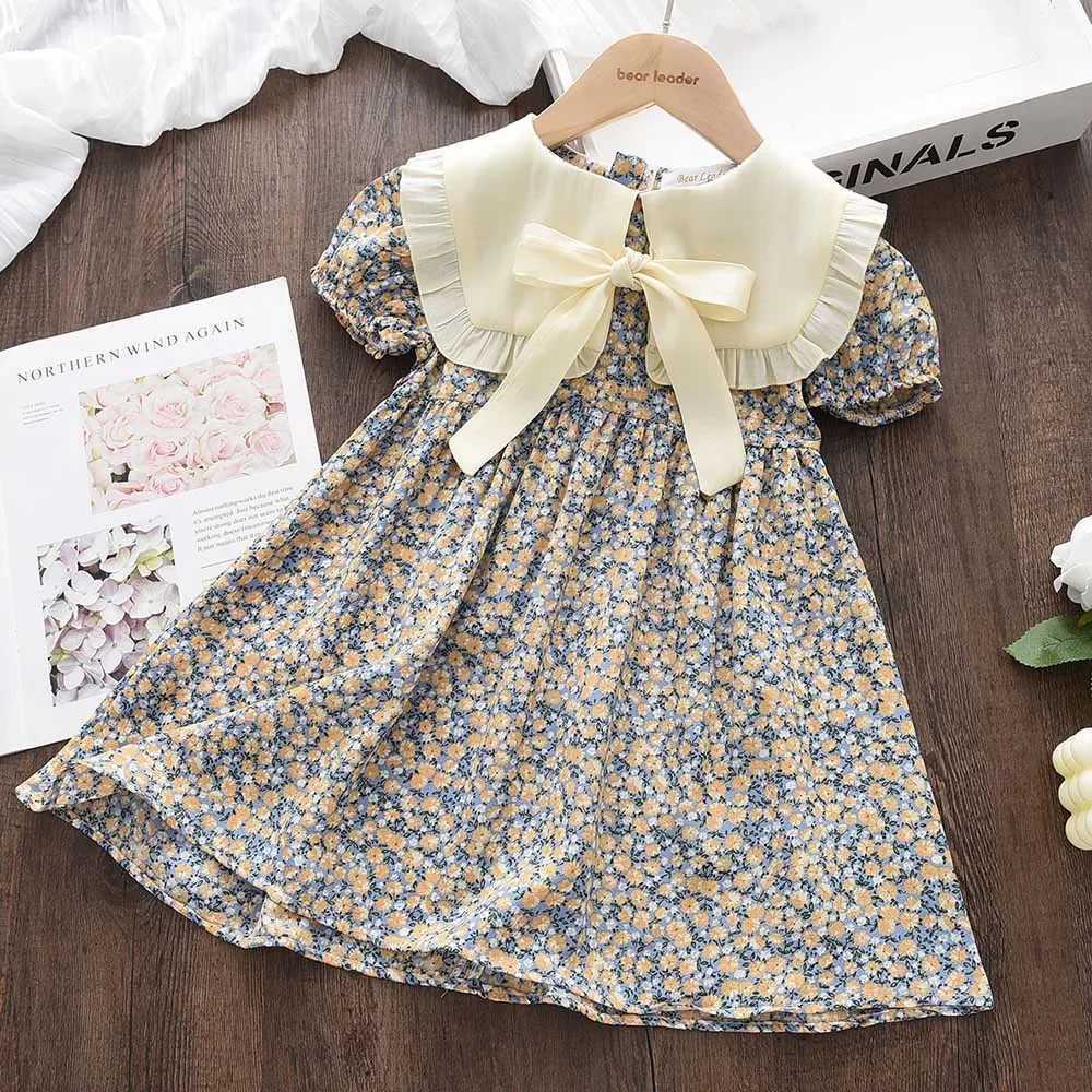 Casual Summer Kids Girls Dress Floral Kids Clothes Bow Patchwork Baby Girl Princess Dress New Flower Girl Dresses C250916