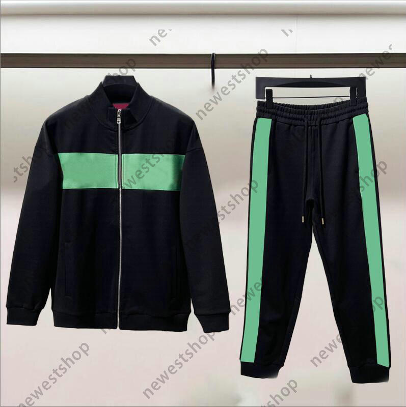 Designer Mens Tracksuits Set men ribbon print sport pants man Double letter printed Stand collar Jacket zip tracksuit asian size S-XXL