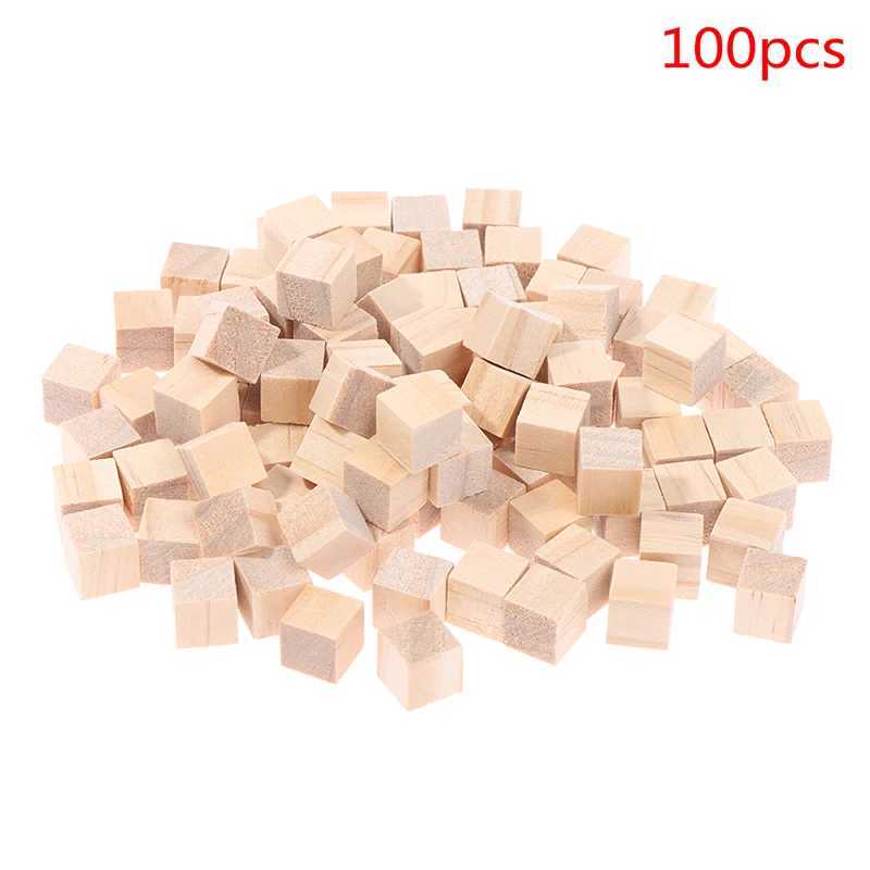 100Pcs Unfinished Blank Mini DIY Wooden Square Blocks 1cm Wood Solid Cubes for Woodwork Craft Kids Toy Puzzle Making Material C250916