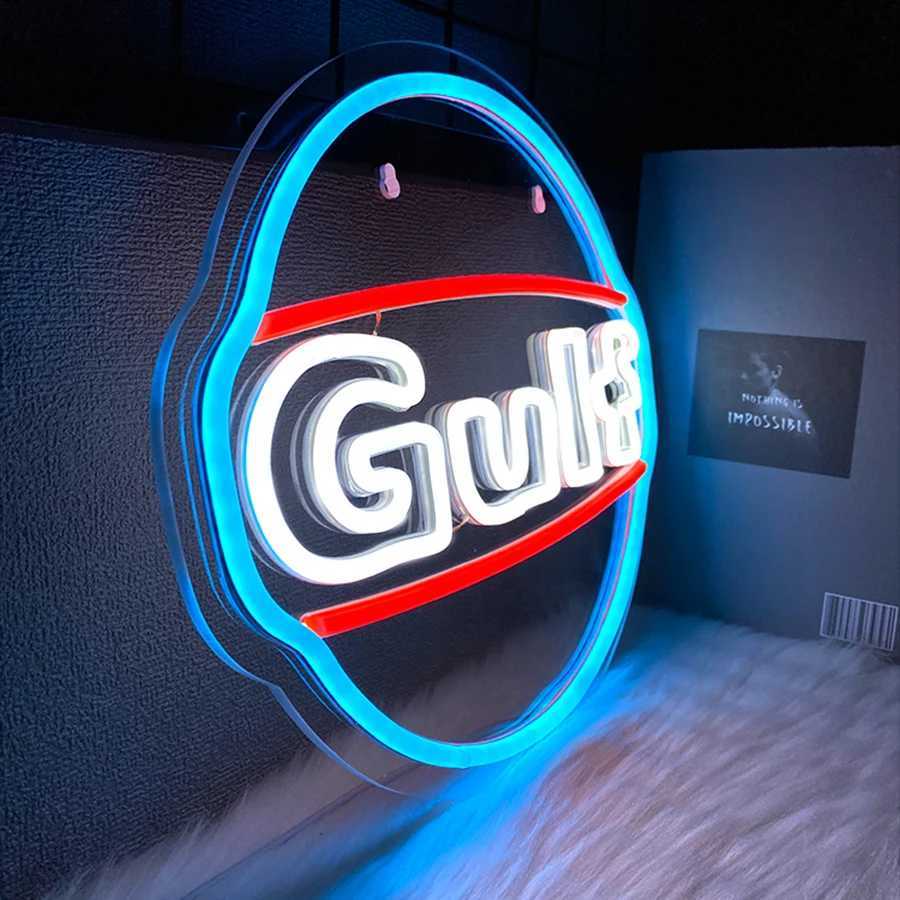 Gulf Letter Led Neon Lights Garage Art Signs Usb Connection Power Supply MenS Caves Garage Retro Signs Business Decoration Y250916