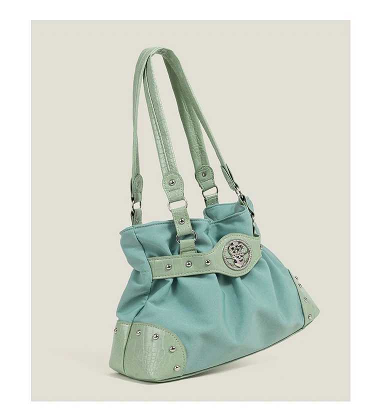 Sweet Cool Green Underarm Bag Y2k Hot Girls Pu Leather Large Capacity Shoulder Tote Bag Women Fairycore Aesthetic Handbag Chic L250916