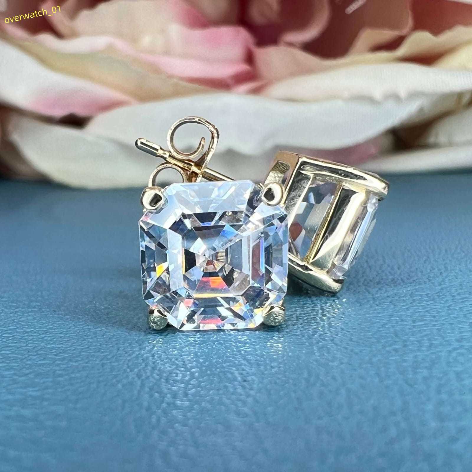 Asscher Cut VVS Moissanite Diamond Push Back Stallings 925 Sterling Silverbuy Now-image