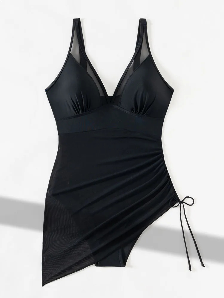 Vigoashely 2025 Solid Mesh Patchwork Swimwear Women Sexy Push Up Swimsuit Monokini Lady Brazilian Beach Bathing Suit y250916