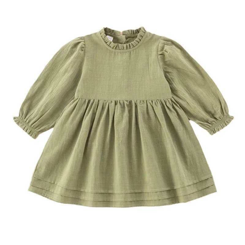 Baby girl dress toddler cotton linen girls dress child clothing comfy soft long sleeve pullover dress C250916