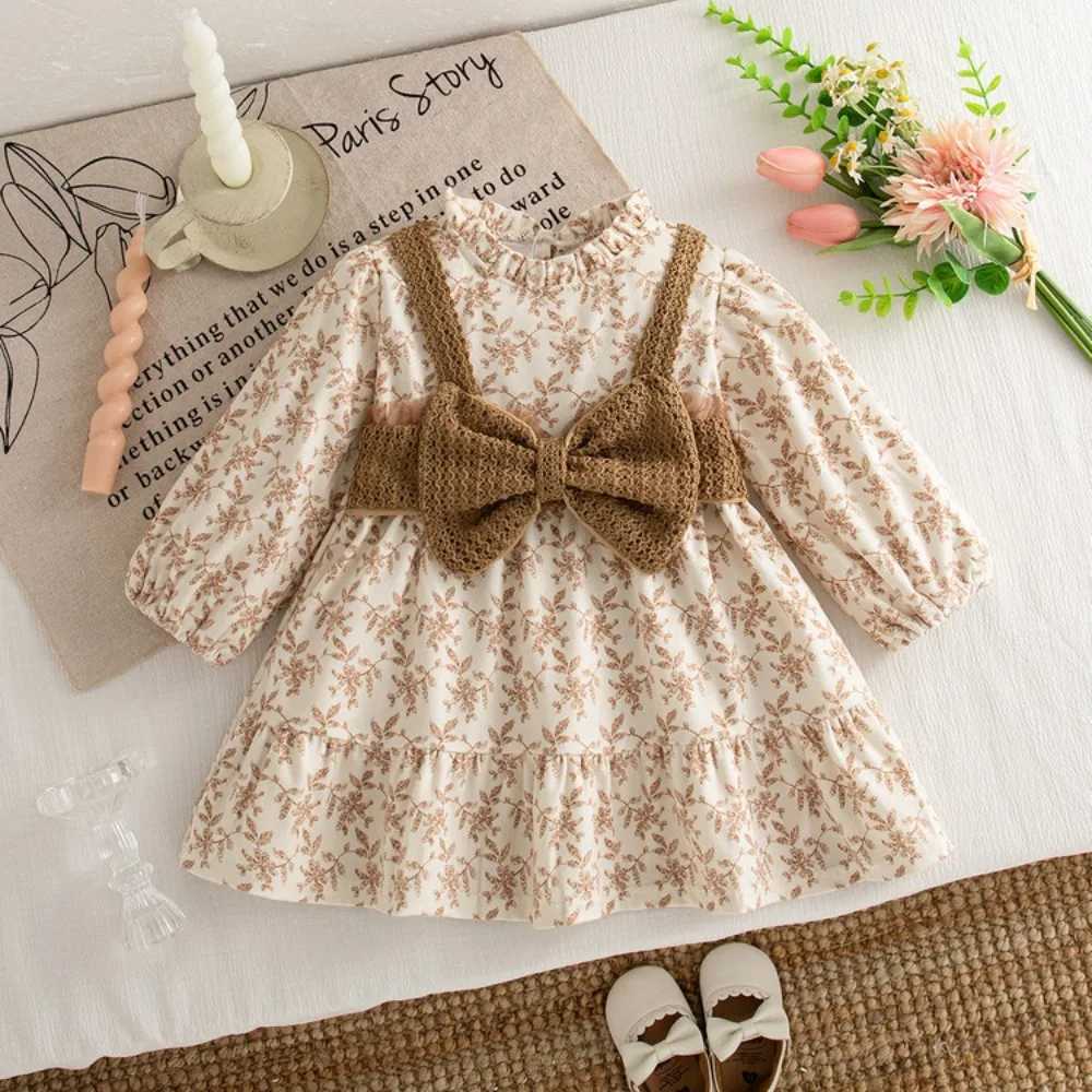 Korean Fashion Girls Dress 2025 Spring and Autumn New Little Girl Princess Skirt Long Sleeve Fake Two Piece Dress C250916