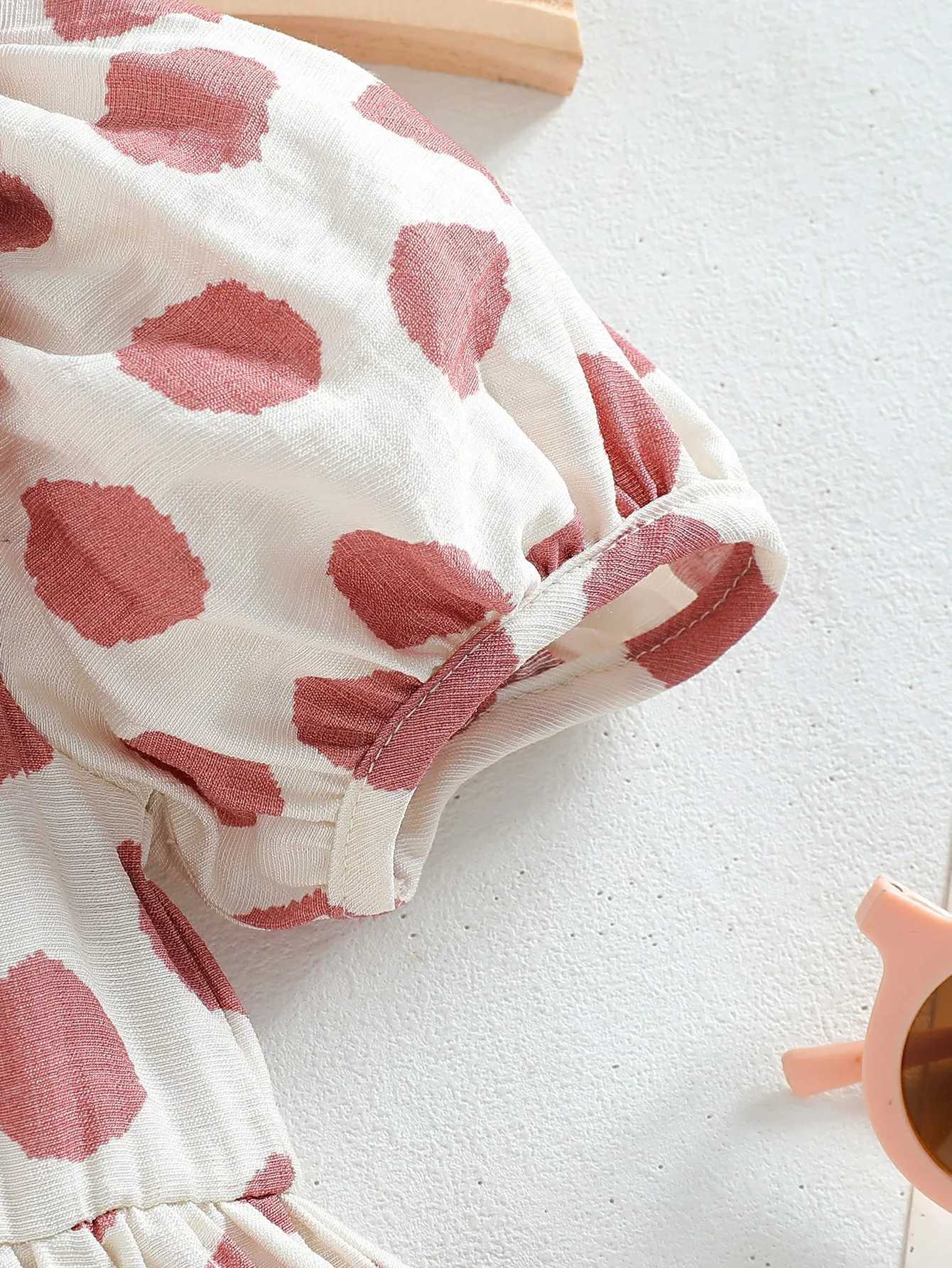 Body Girls Puff Sleeve Summer Oneck With Bow Polka Dot Princess Dresses Children Casual Clothes Fashion 26 Years C250916