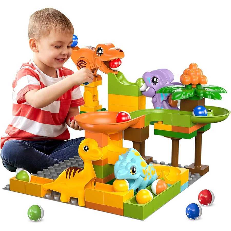Kids Construction Building Block Toys Marble Runs Building Block Toys for Kids 48 Marble Run with Dinosaur Building Blocks C250916