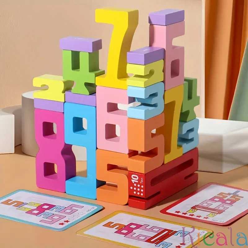 20pcs Colorful Building Blocks Wooden Toys Stacking Games Montessori Childrens Digital Cognitive Enlightenment Teaching Aids C250916