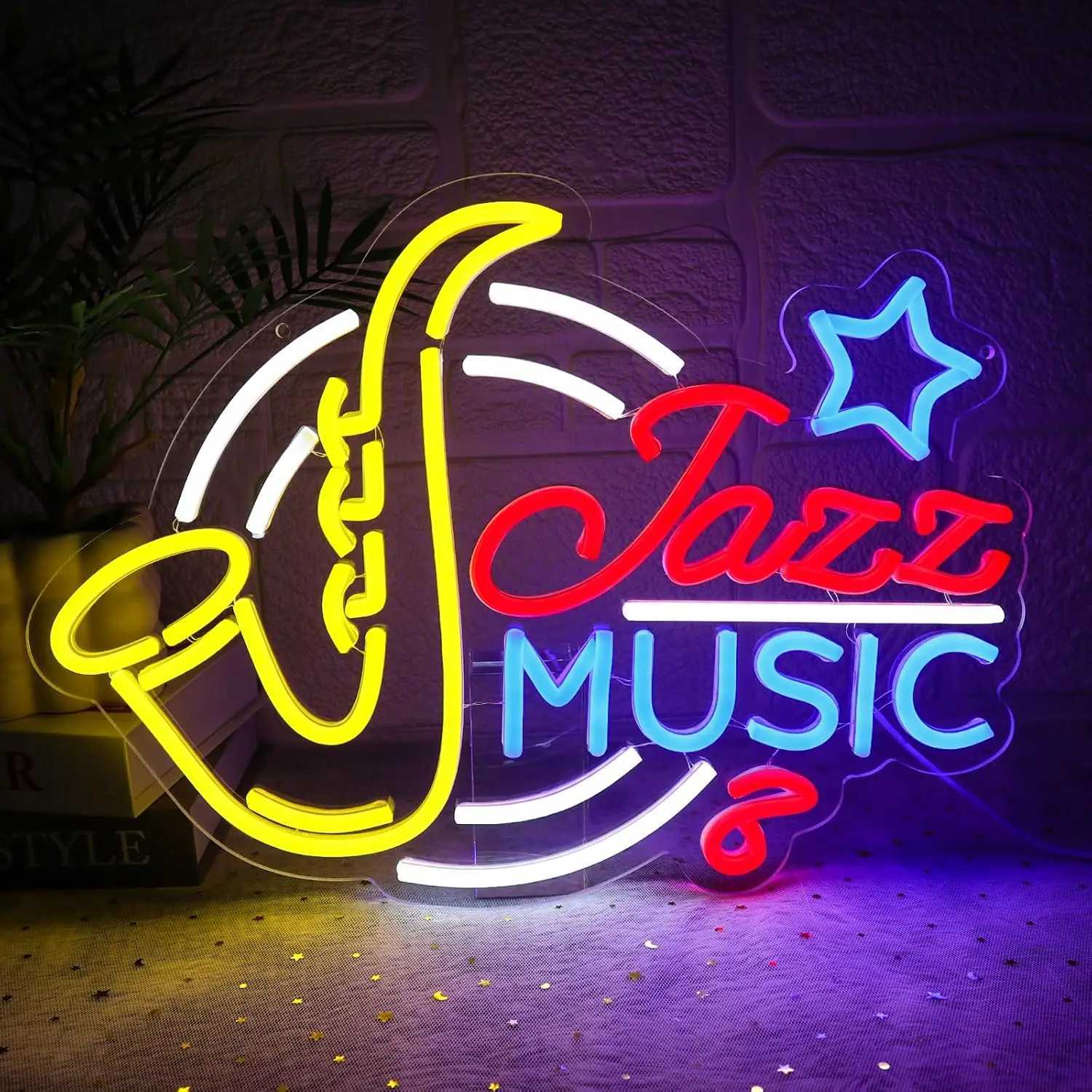 Jazz Music Neon Sign USB Dimmable LED Neon Light for Recording Room Show Bar Man Cave Club Party Retro Home Decoration Gift Y250916