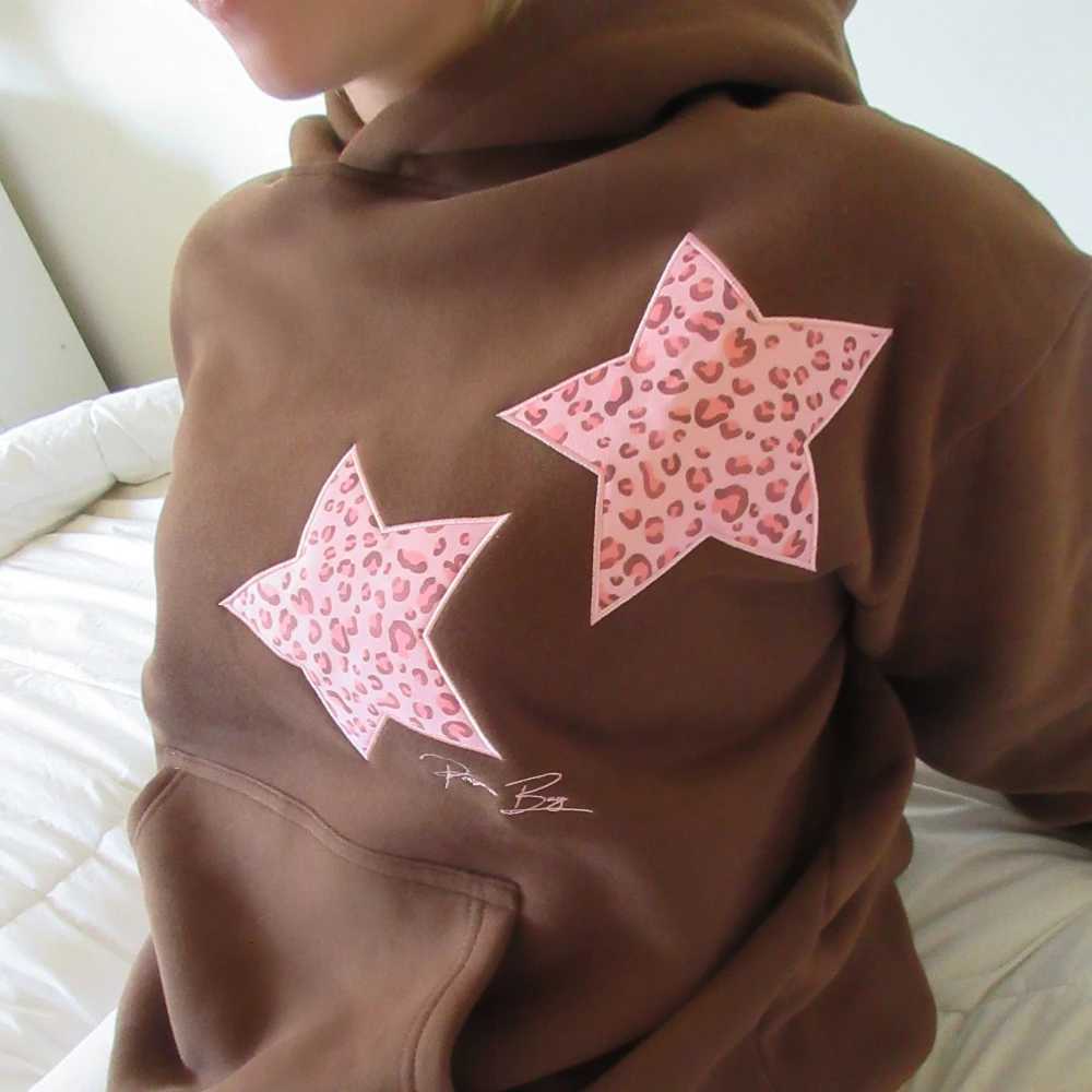 2025 European and American star embroidered hooded versatile loose casual pullover hoodieXJ250916