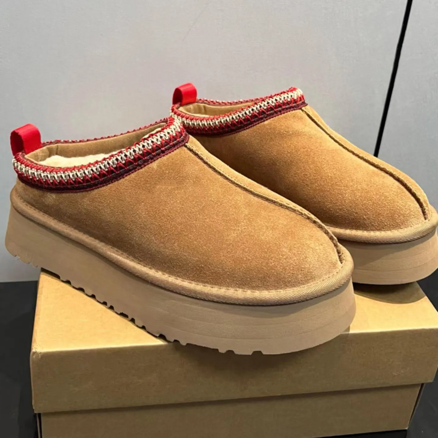 Designer Tasman Slippers Women's Tazz Slippers Vintage Mustard Seeds Chestnut Sand Matte brown fur sheepskin Classic Boots Winter non-slip s