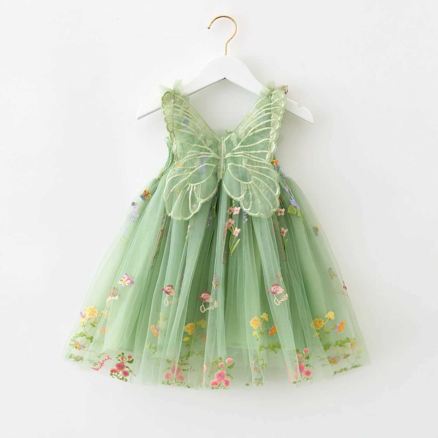 Baby Girls Flower Butterfly Embroidery Sleeveless Princess Dress Toddler Kids Birthday Baptism Clothes Summer Girls Dress 15Yrs C250916